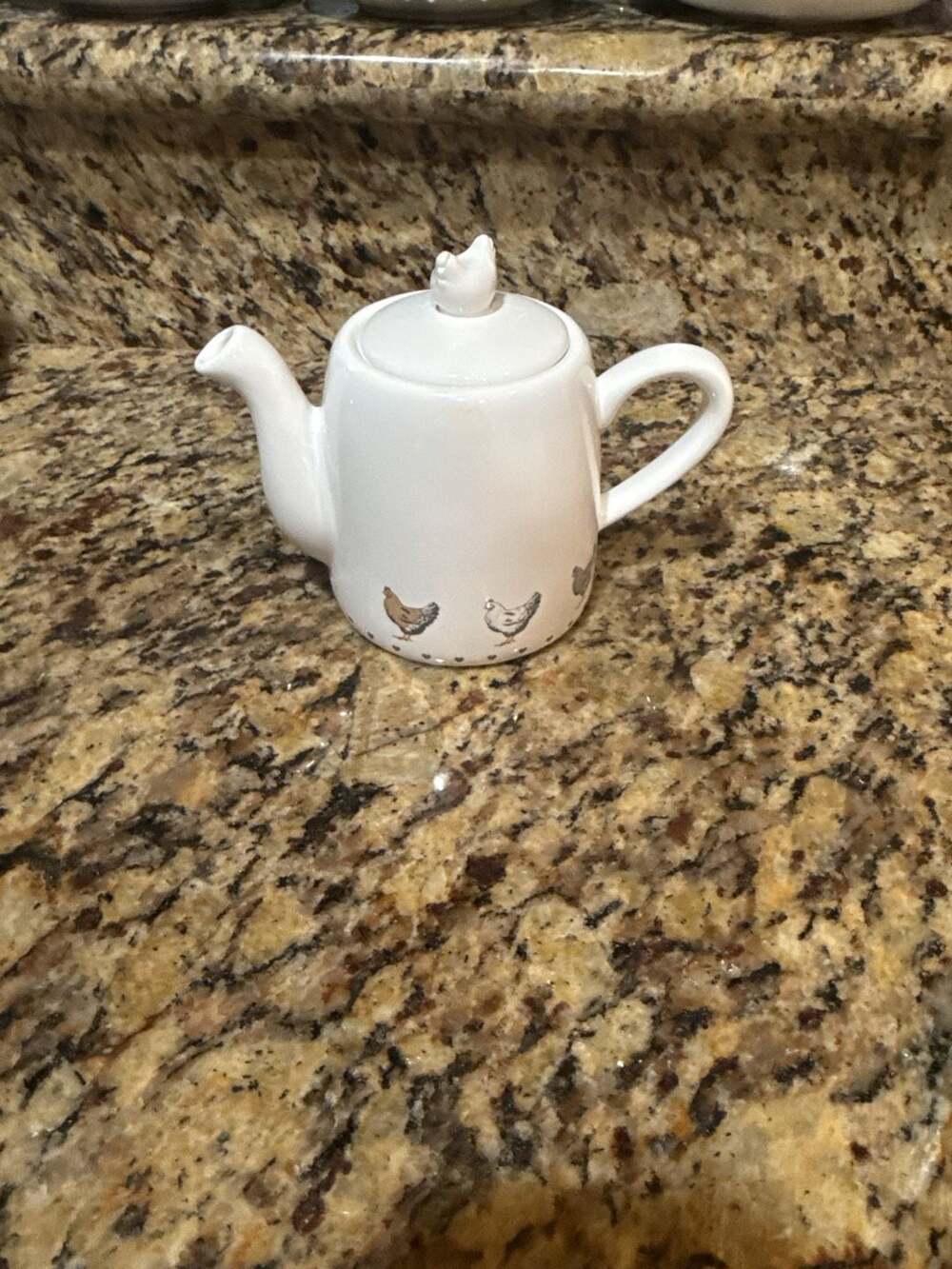 Cooksmart England Farmers Kitchen Teapot Chicken Bird Lid White Ceramic